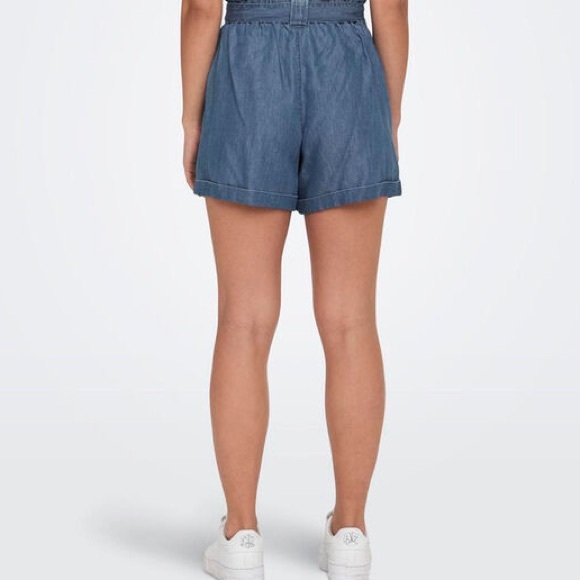 cute blue Jean denim shorts flowey formal y2k bottoms festival rich girl vibes - Picture 2 of 12